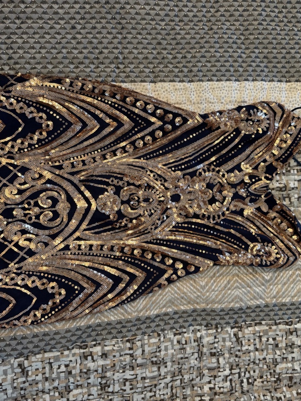 Lovely Day Black and Gold Sequin Mini Dress
